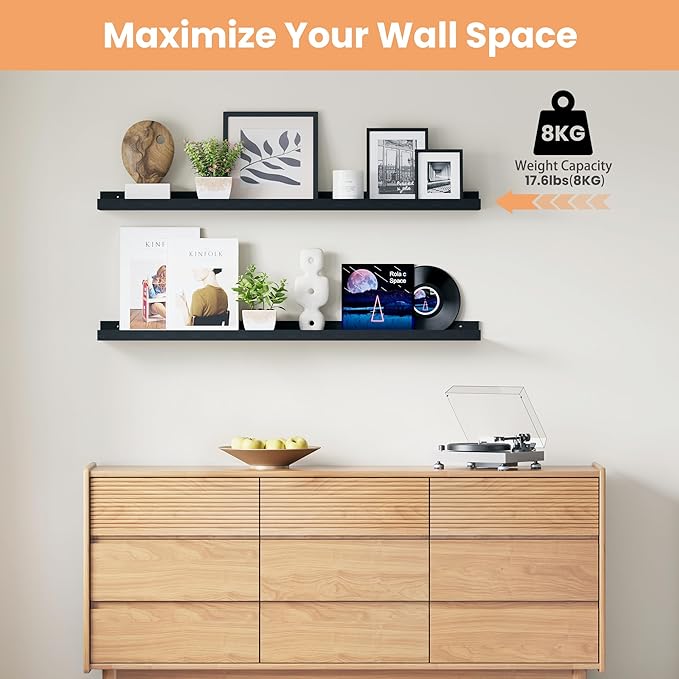 upsimples Floating Shelves for Wall, 47.3 Inch Shelves for Decor Storage Set of - Image 4