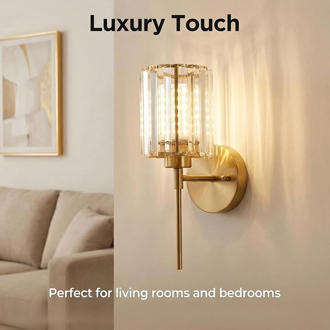 Gold Crystal Wall Sconce Battery Operated and Rechargeable Wall Light - Image 3