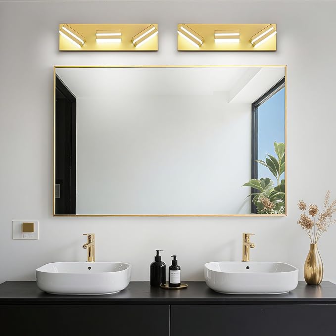 Modern LED Small Bathroom Lights Fixtures 3-Light, Metal Gold Acrylic Wall - Image 8