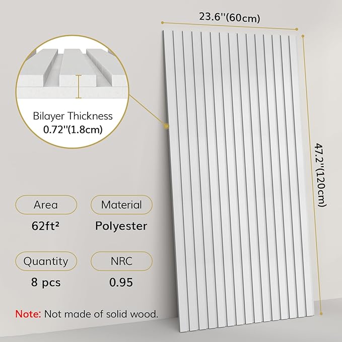 TONOR 8-Pack Bilayer Acoustic Panels Large Self-adhesive, 47.2'' * 23.6'' * - Image 2