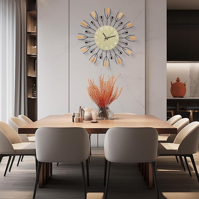 24 Inch Large Modern Wall Clock – Mid Century Sunburst Decorative Silent - Image 4