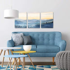 Wall Decor for Bedroom 3 Panel Sunrise Misty Forest Print Picture Paintings - Image 2
