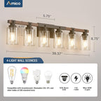 Amico Farmhouse Bathroom Vanity Light Fixtures, Rustic 6-Light Industrial - Image 6