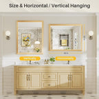 40x32 Inch Bathroom Mirror for Wall, Anti-Rust Oak Wood Grain Metal Framed - Image 7