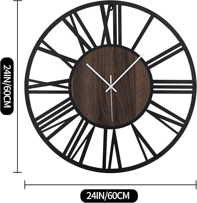 LEIKE Large Wall Clocks, Non Ticking, Battery Operated Big Retro Round Modern - Image 3