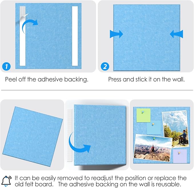 MaxGear Large Cork Board for Wall 36" x 24", 6 Pack Felt Wall Tiles - Image 5