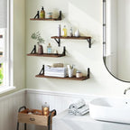 YGEOMER Floating Shelves for Wall, Different Sizes Dark Carbonized Pine Wall - Image 2