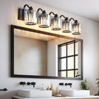 Crystal Vanity Light Black 5 Lights Modern Bathroom Vanity Lighting Fixtures - Image 6