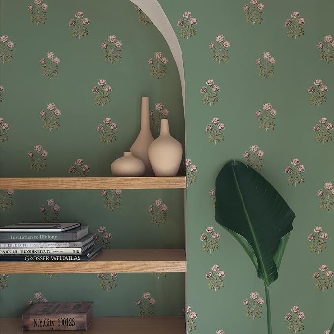 17.3" x 393.7" Vintage Floral Wallpaper Peel and Stick Boho Wallpaper Removable - Image 8