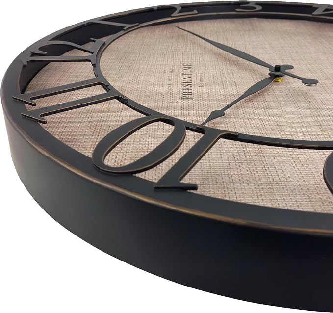 Presentime & Co 21" Farmhouse Series Wall Clock, Cottage Style, Faux Burlap - Image 4