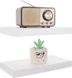 BGMG Wood Floating Shelves 12 inch Set of 2, Solid Wood Wall Shelves by BGMG