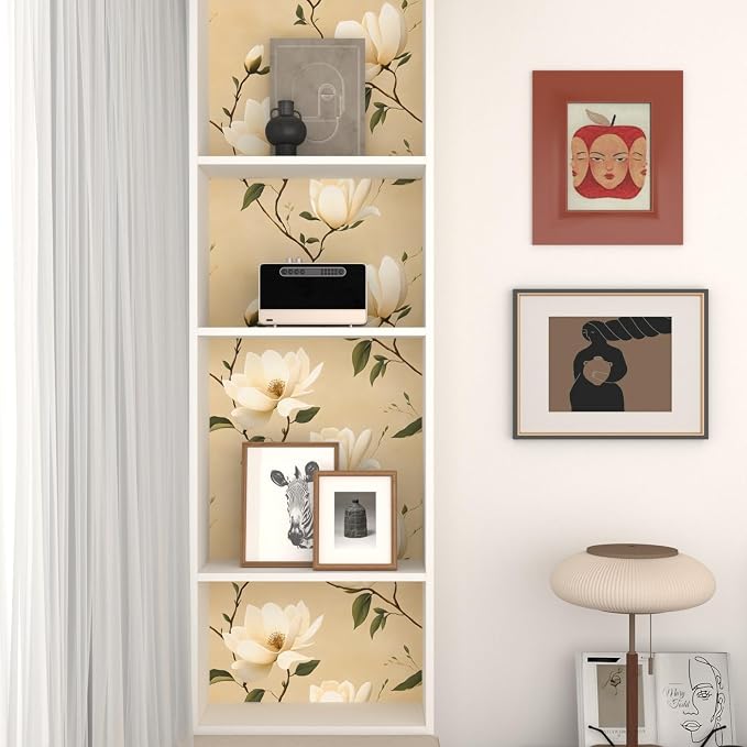 Floral Peel and Stick Wallpaper Vintage Khaki Contact Paper 17.5''x393'' Vinyl - Image 2