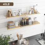 YGEOMER Floating Shelves for Wall, Different Sizes Natural Wood Wall Shelves - Image 7