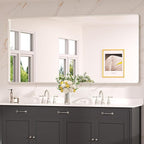 Keonjinn 72 x 36 Brushed Nickel Bathroom Vanity Mirror, Large Rounded Rectangle by Keonjinn