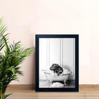 Framed Bathroom Decor Wall Art Black and White Canvas Print Cute Hippo in - Image 7