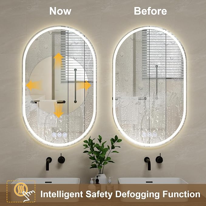 BEAUTYPEAK 48x28 LED Oval Bathroom Mirror - Image 2
