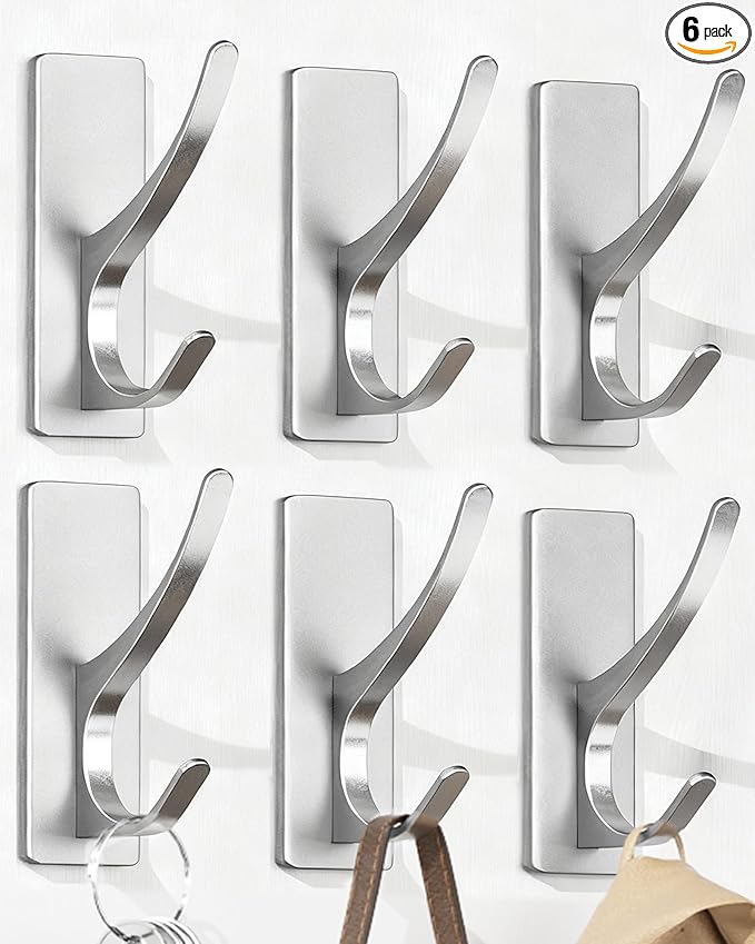 pickpiff Stick on Hooks for Hanging, Extra Sticky 6KG, Coat Hook on Door for by pickpiff