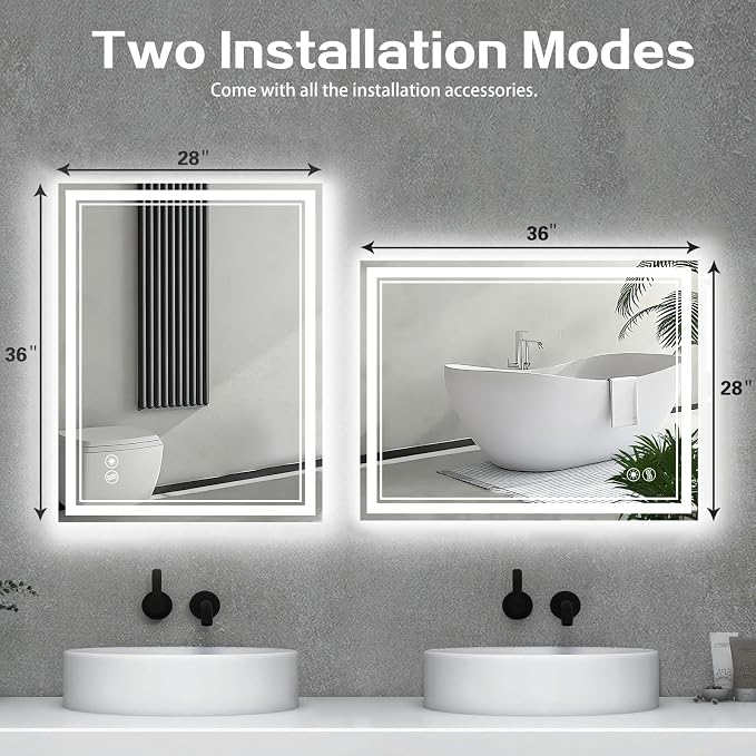 28“ x 36” LED Bathroom Mirror Fogless LED Mirror - Image 5