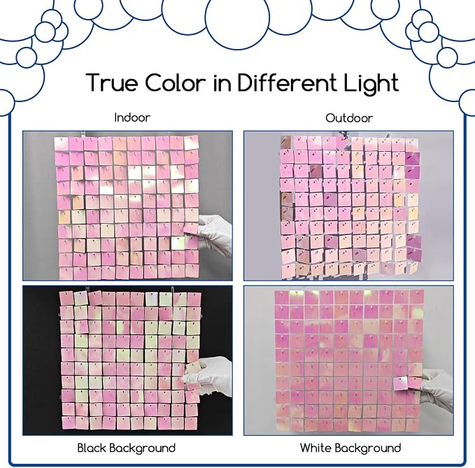 COKAOBE Iridescent Pink Shimmer Wall Backdrop, Photo Backdrops - Image 4
