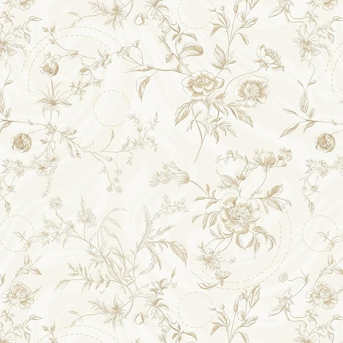 Ismoon Floral Wallpaper Peel and Stick Vintage Beige Stick on Wall Paper French by Ismoon