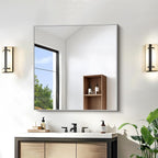 KOCUUY Silver Framed Mirror, HD Tempered Glass, Anti-Rust Brushed Silver Frame by KOCUUY