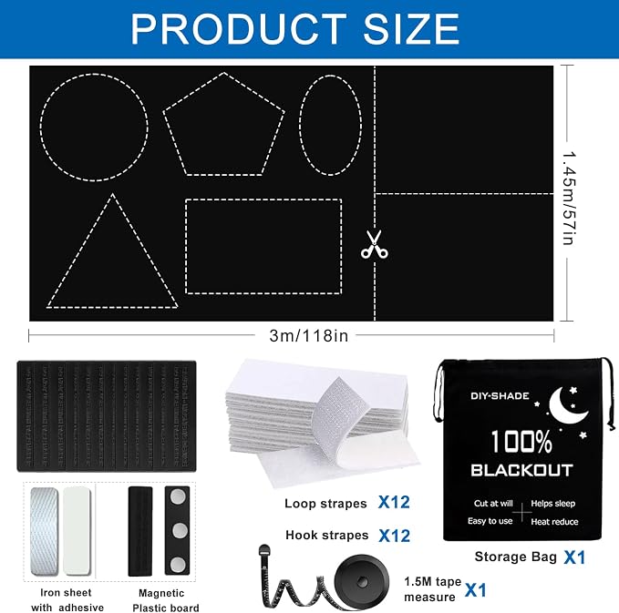 100% Blackout Blind Magnetic Blackout Window Cover 118 x 57Inch, Media Room - Image 8