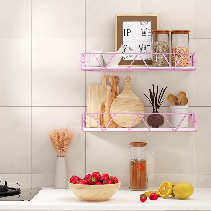 Amaoot Floating Shelves Set of 3, Home Wood Wall Shelf, Farmhouse Shelf - Image 4