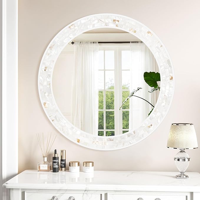 Tanmicoshomy Round Wall Mirror 24 Inch, Circle Mosaic Mirror - Image 7