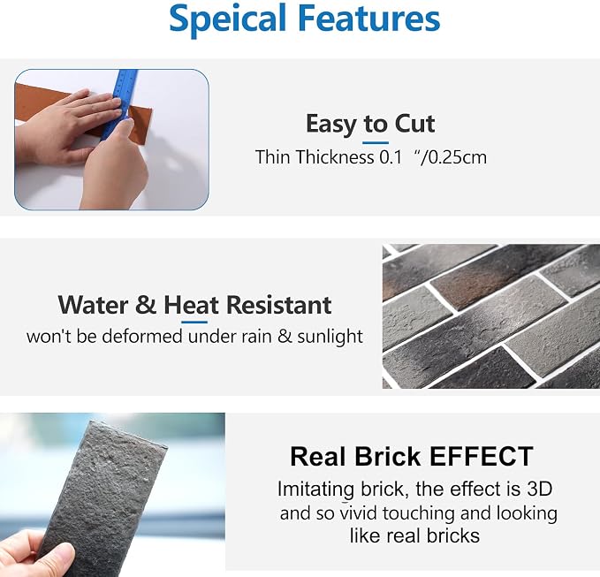 Gray Faux Brick Wall Tiles, 3D Thin Brick Veneers - Image 4