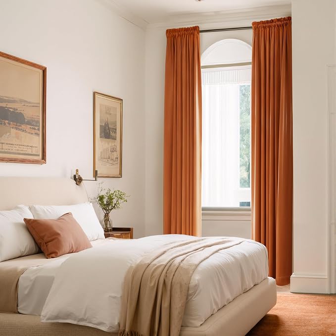 NICETOWN Orange Velvet Curtains 84 inch Long - Image 4