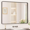 Keonjinn Black Bathroom Mirror for Over Sink, 40 x 30 Inch Rounded Rectangle by Keonjinn