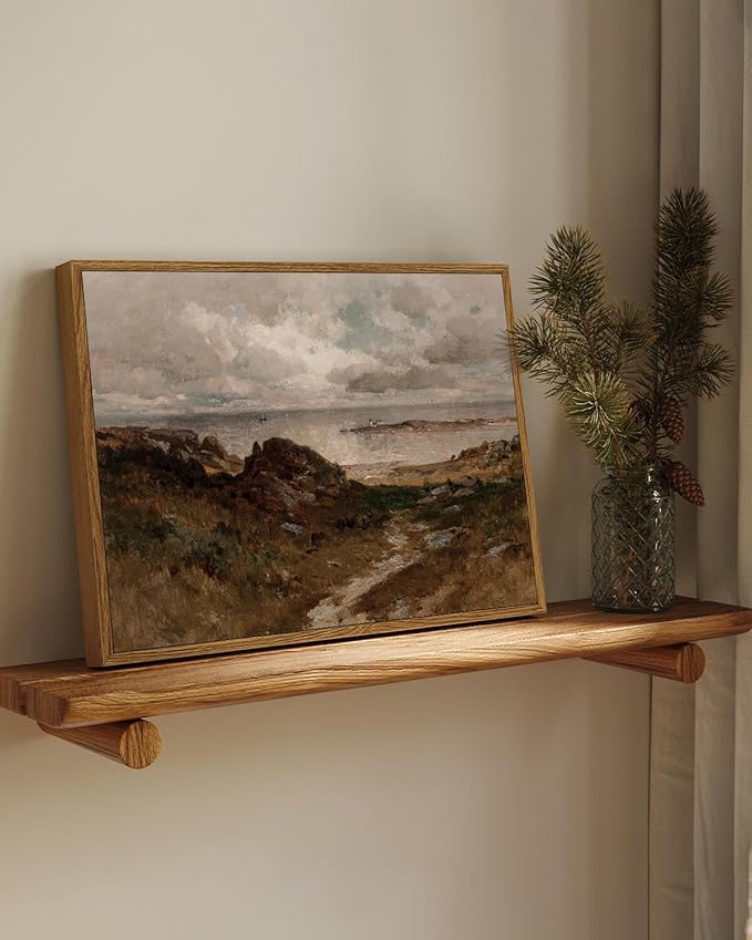 InSimSea Framed Canvas Wall Art Vintage Decor, Room Decor Coastal Landscape - Image 2