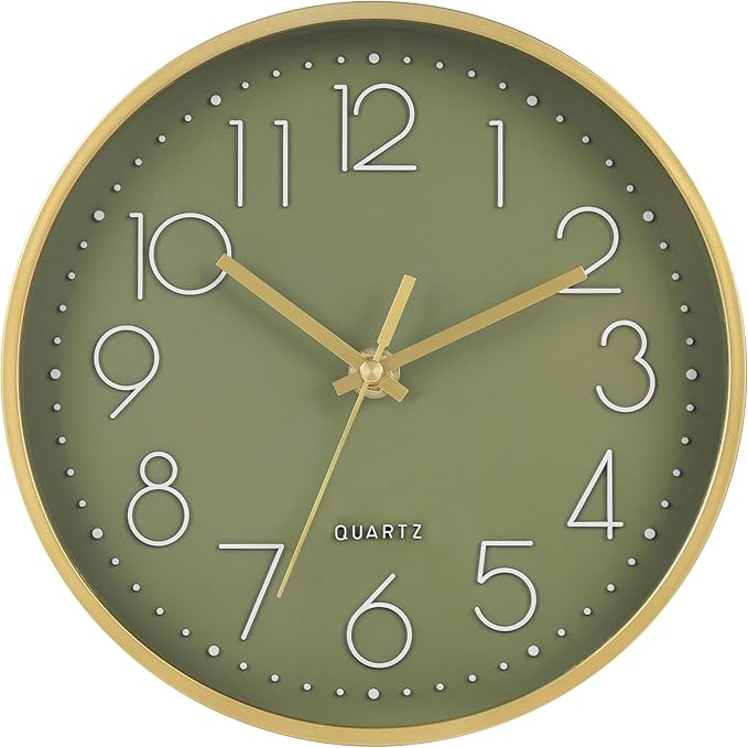 Wall Clock Green, 8 Inch Modern Wall Clocks Battery Operated Silent Non Ticking by HorizentWallClock