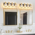 4 Light Crystal Vanity Lights for Bathroom, Modern Matte Black and Gold Wall - Image 6