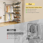 L2 Wall Mounted Closet System, Industrial Pipe Clothing Rack Clothes Racks - Image 4