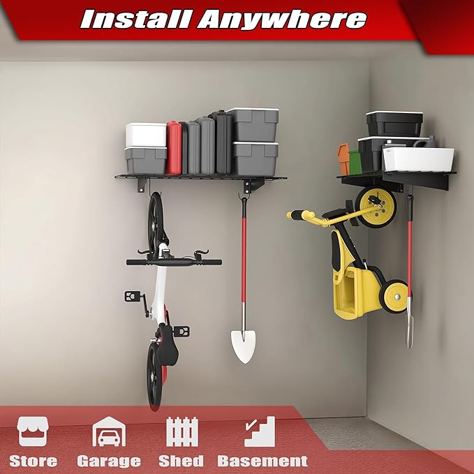 WALMANN 2 Pack Garage Wall Mount Shelves, 45x15 inch Wall Mounted Storage - Image 3