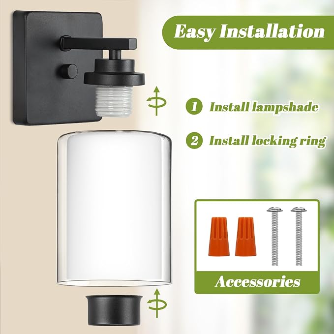 Set of 2 Wall Sconces for Bathroom, Modern Vanity Light Fixtures, Matte Black - Image 7