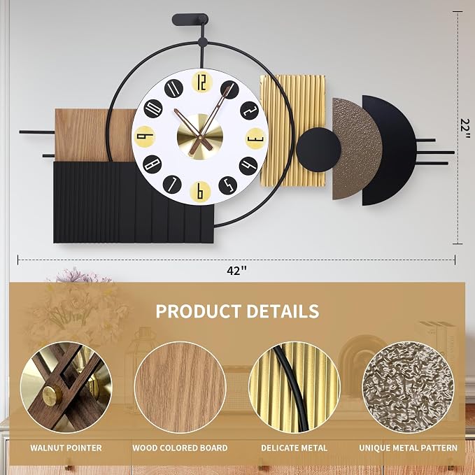 Luxury Modern Wall Clocks-Large Geometric Dial Wall Clock Battery Operated - Image 2