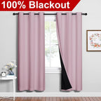 NICETOWN 100% Blackout Window Curtain Panels, Baby Pink, 2 Pieces, 42-inch Wide - Image 2