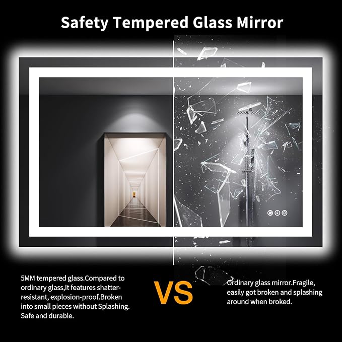 LOAAO 48"X30" LED Bathroom Mirror - Image 8