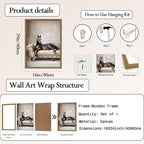 Framed Funny Horse Canvas Wall Art, Vintage Western Brown Horse On Sofa - Image 6