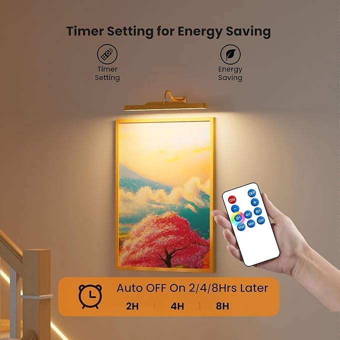 Wireless Picture Light Battery Operated, 13Hrs Service Life Art Display Light - Image 7