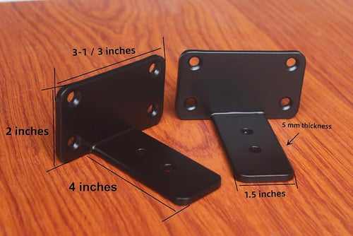 10 Pack - 4 inch Black Hidden L Shelf Bracket Iron Floating Shelf Brackets - Image 2