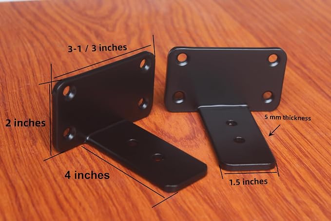2 Pack - 4 inch Black Hidden L Shelf Bracket Iron Floating Shelf Brackets - Image 2