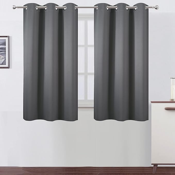 LEMOMO Frost Grey Blackout Curtains, 42 x 54 Inch Length, Grommet Bedroom & by Lemomo