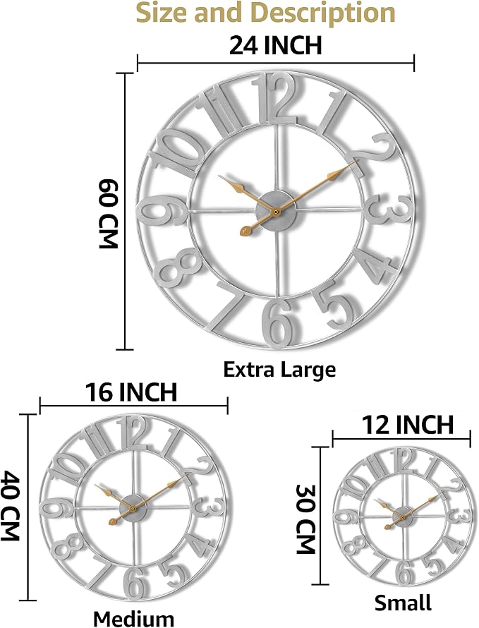 Sorbus Large Wall Clock for Living Room Decor - Image 7