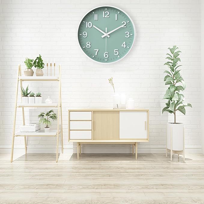 HZDHCLH Green Wall Clocks Battery Operated, 12 inch Silent Non Ticking Modern - Image 5