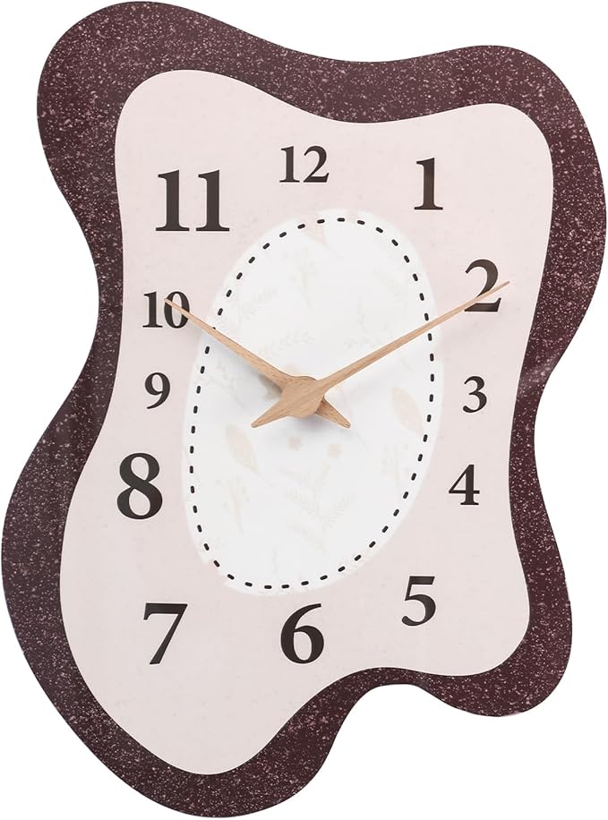 Mid Century Retro Irregular Shape Wall Clock, Silent Non-Ticking Battery by SCOAGE