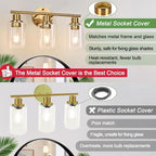3-Light Gold Bathroom Light Fixtures, Modern Bathroom Vanity Light - Image 3