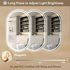 BEAUTYPEAK 48x28 LED Oval Bathroom Mirror - Image 3
